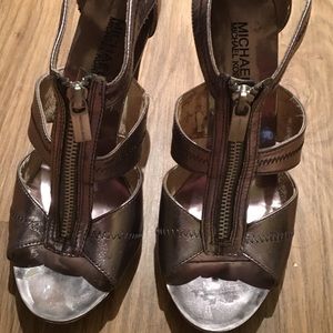Michael Kors Silver Berkeley T-Strap heels